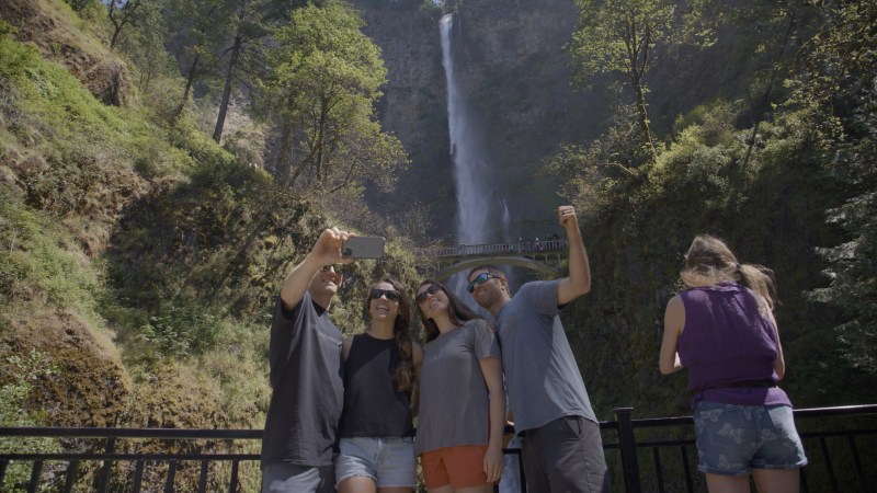 a group of people in a park